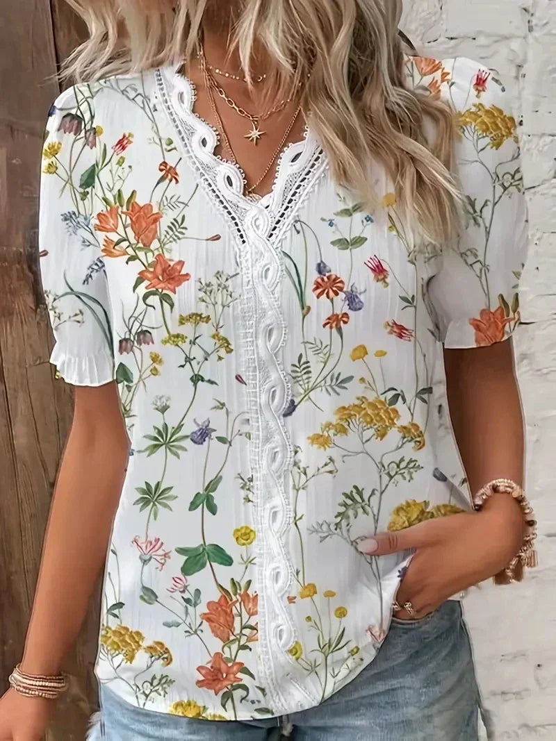 Pretty Lace V Neck Top