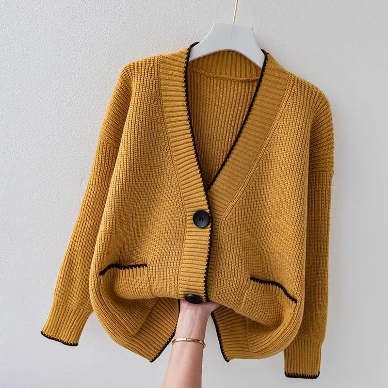 Women's V-Neck Cardigan Loose Fit