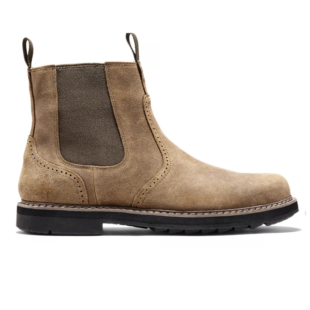 Men's Chelsea Boots Side Zip Leather Comfortable Black