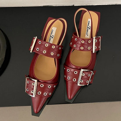 Elegant Low Heel Slingback Shoes - VibreMode