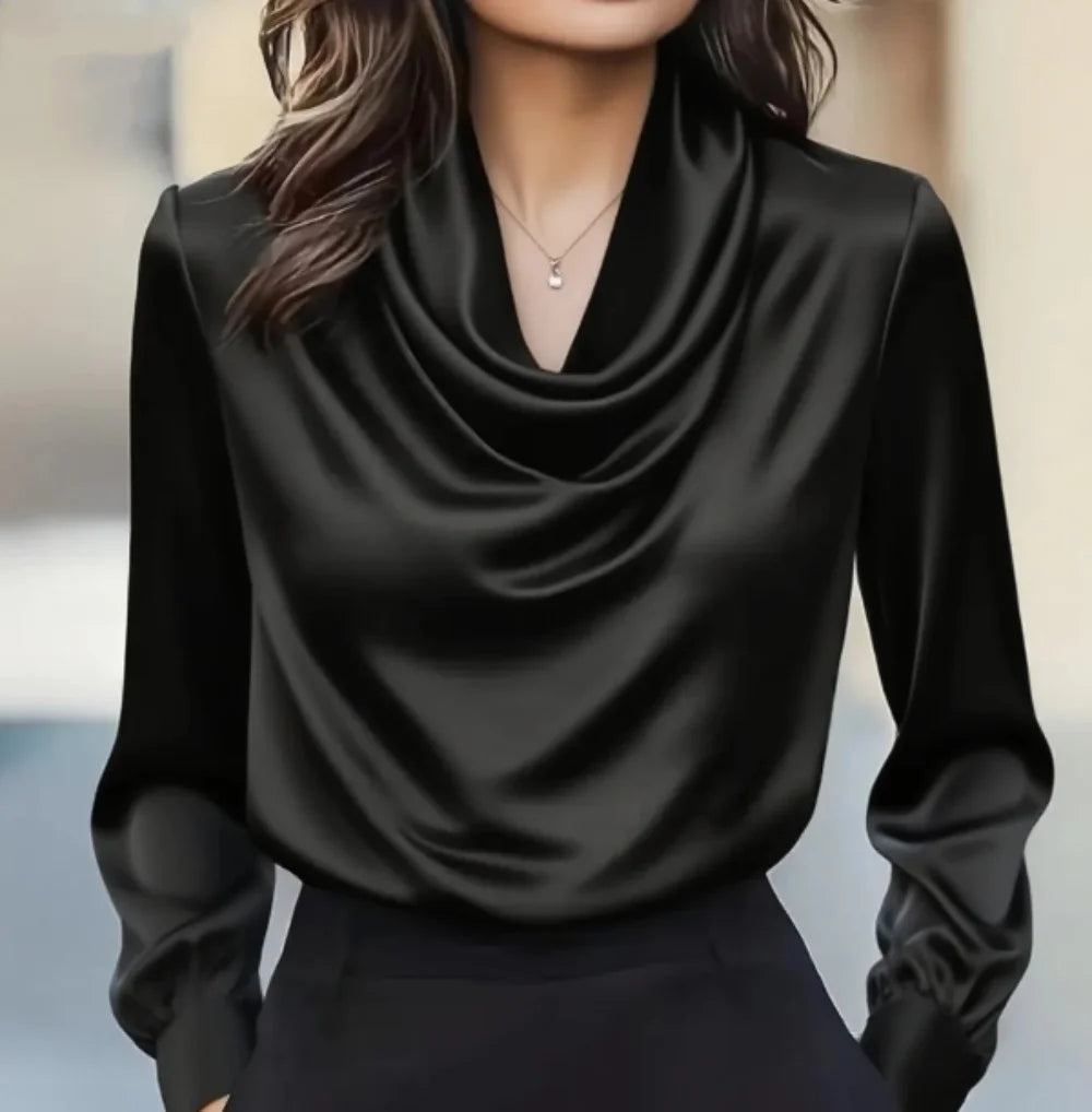 Women's Cowl Neck Satin Blouse
