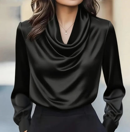 Women's Cowl Neck Satin Blouse
