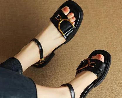 Strap Buckle Flat Sandals