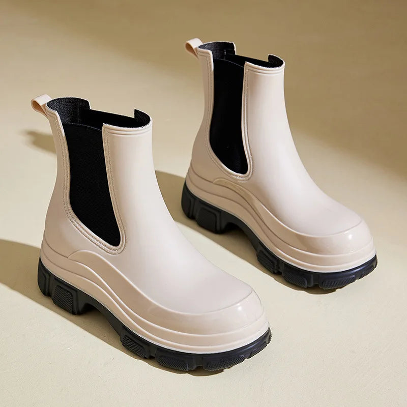 Women's Waterproof Chelsea Boots Chunky Slip-Resistant Outsole - VibreMode