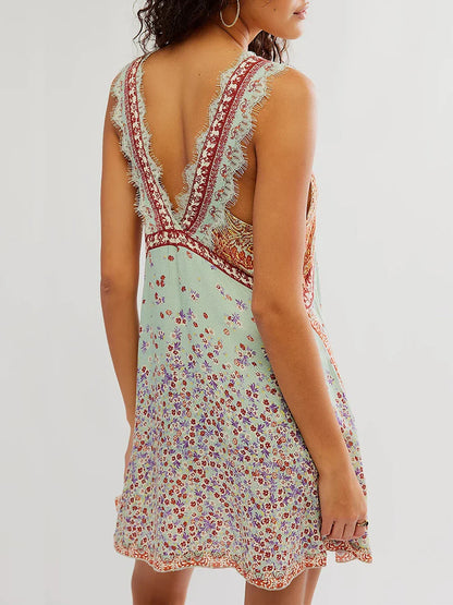 Chic Floral Ruffle Mini Summer Dress