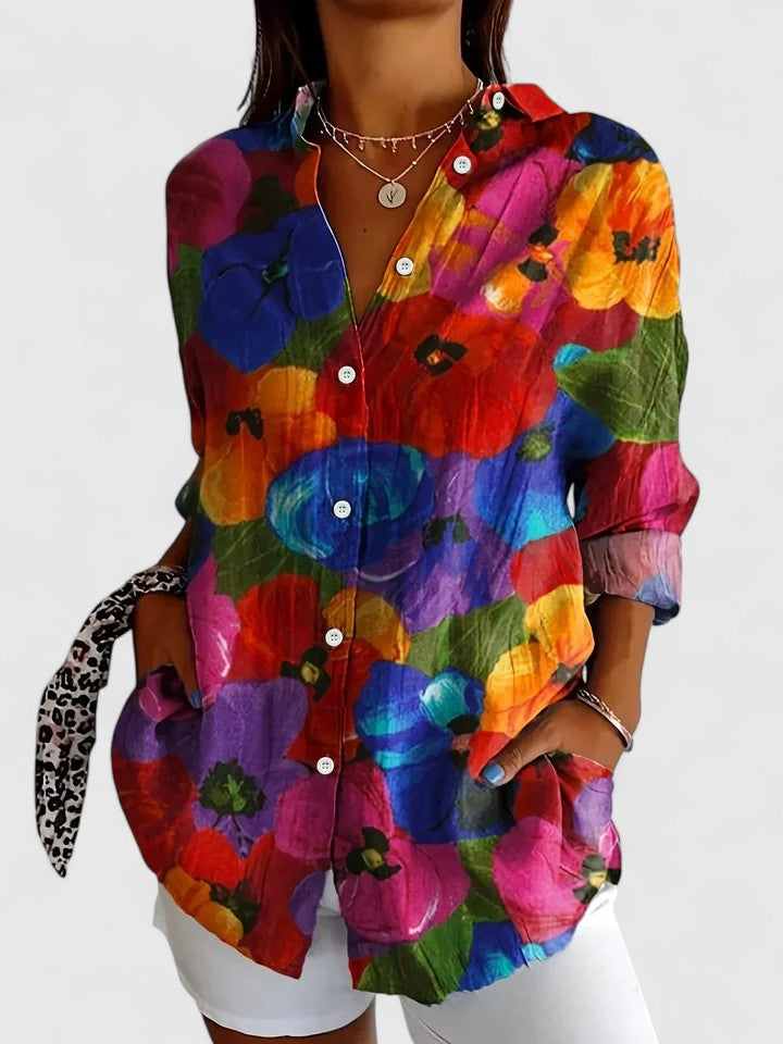 Vibrant Floral Women's Blouse Shirt