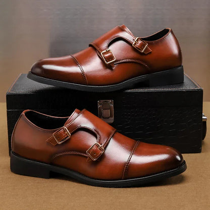 Luxury Leather Monk Strap Shoes