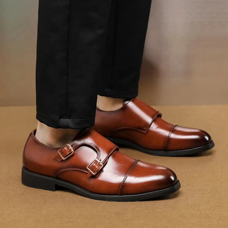 Luxury Leather Monk Strap Shoes