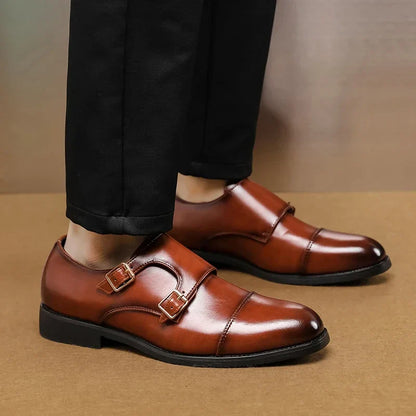 Luxury Leather Monk Strap Shoes