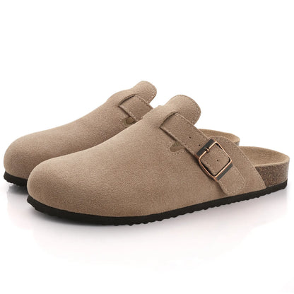 Comfortable Suede Mule Shoes with Contoured Cork Footbed