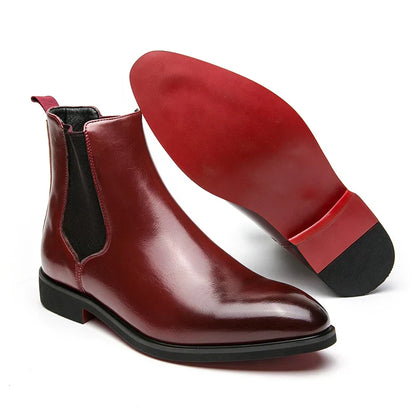 Men's Chelsea Ankle Boots Leather Red Sole Comfortable