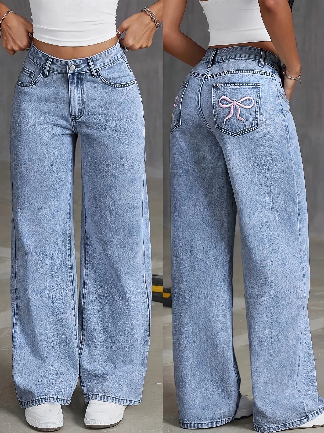 Women's High Waist Wide Leg Jeans - VibreMode