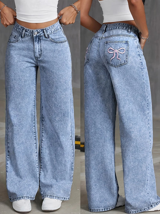 Women's High Waist Wide Leg Jeans - VibreMode