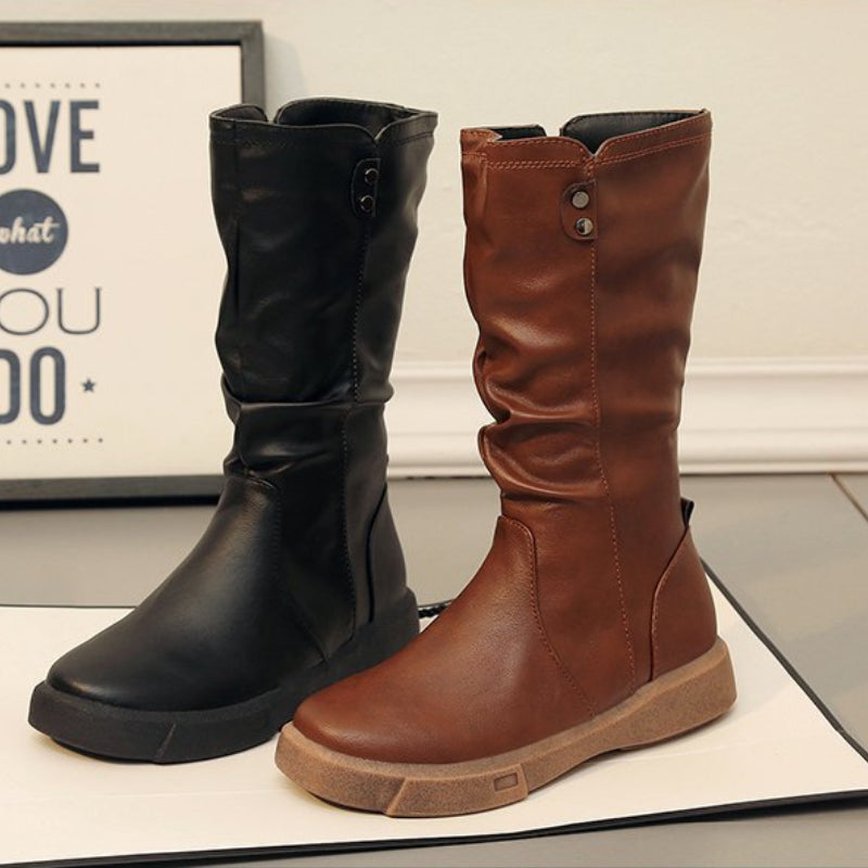 Waterproof Vegan Leather Ankle Boots with Zipper