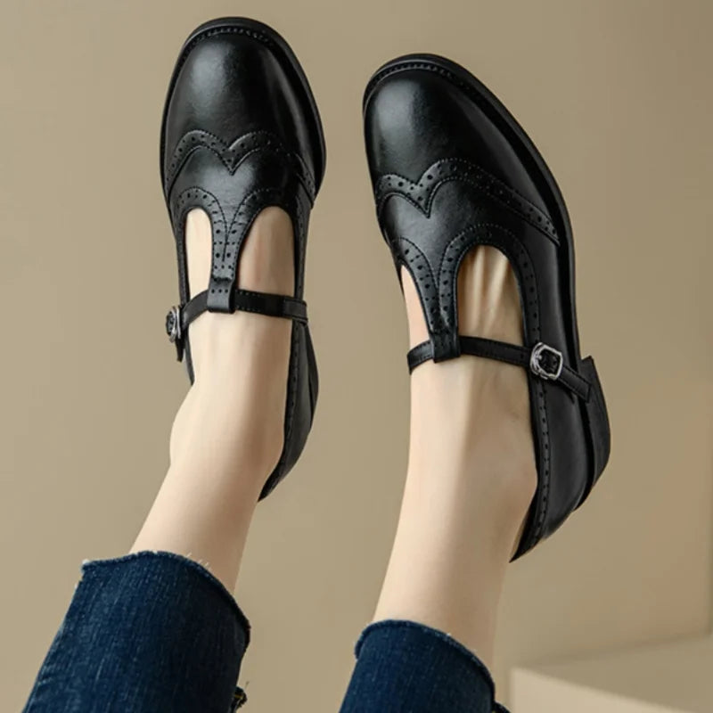 Women's Mary Jane Shoes Low Block Heel Buckle