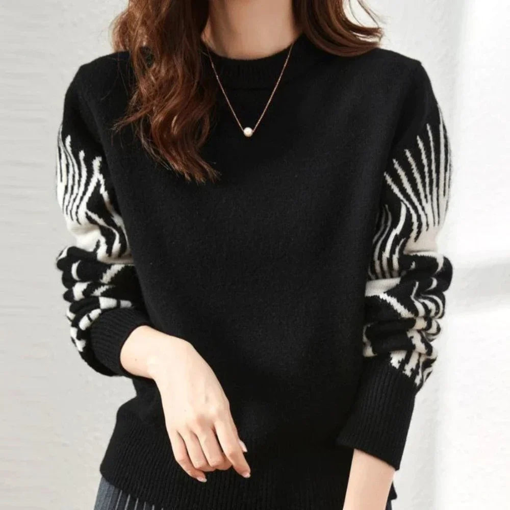 Trendy Print Crew Sweater
