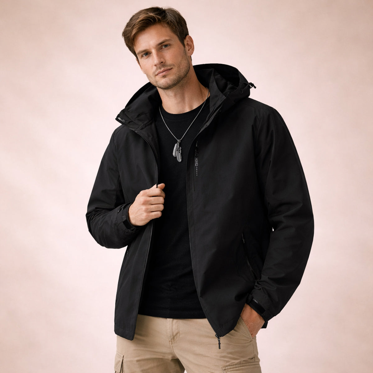 Waterproof Softshell Rain Jacket Windproof Hooded Outdoor Hiking Coat