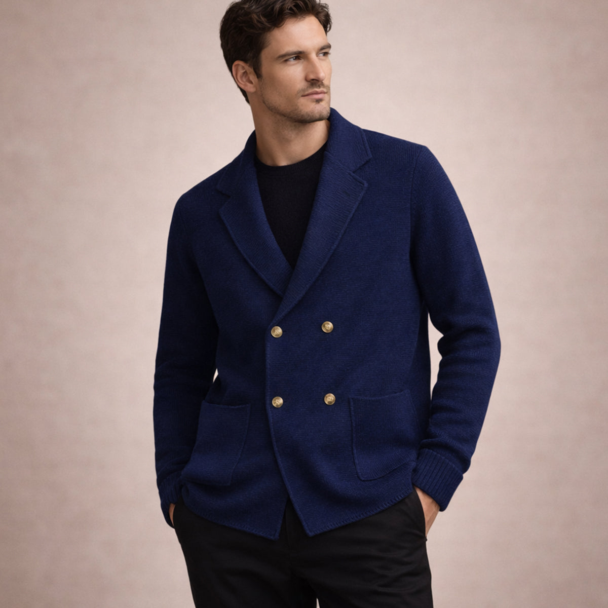 Men's Double Breasted Knit Cardigan