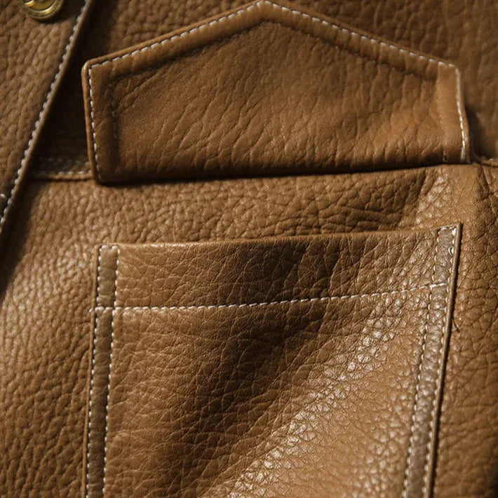 Vegan Synthetic Leather Coat