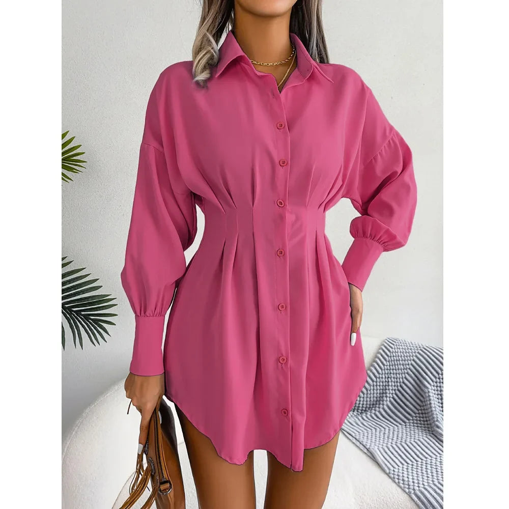 Women's Cinched Waist Shirt Dress