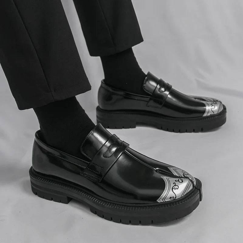 Obsidian Leather Tabi Loafers