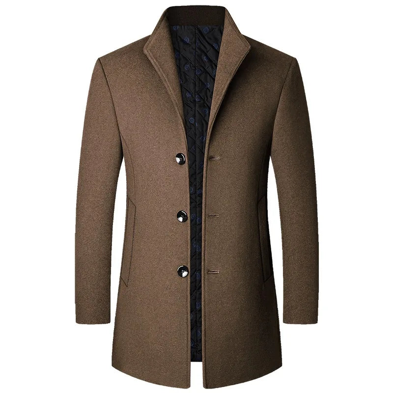 Warm Men's Woolen Winter Parka Coat - VibreMode