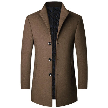 Warm Men's Woolen Winter Parka Coat - VibreMode