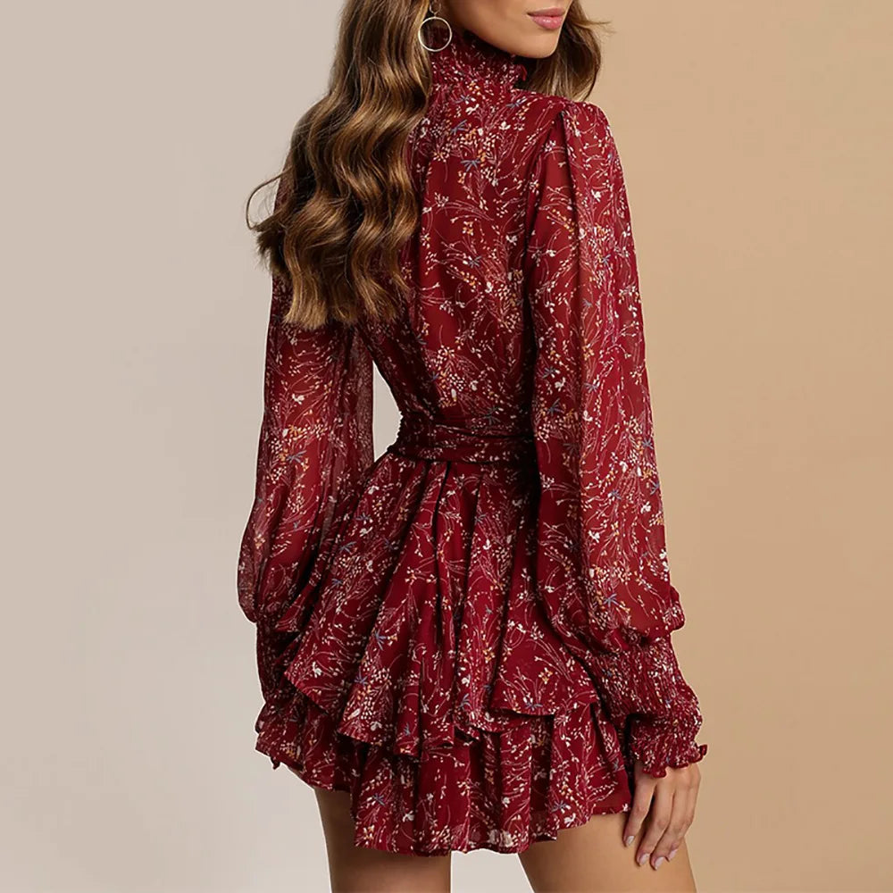 Women's Floral Ruffle Mini Dress