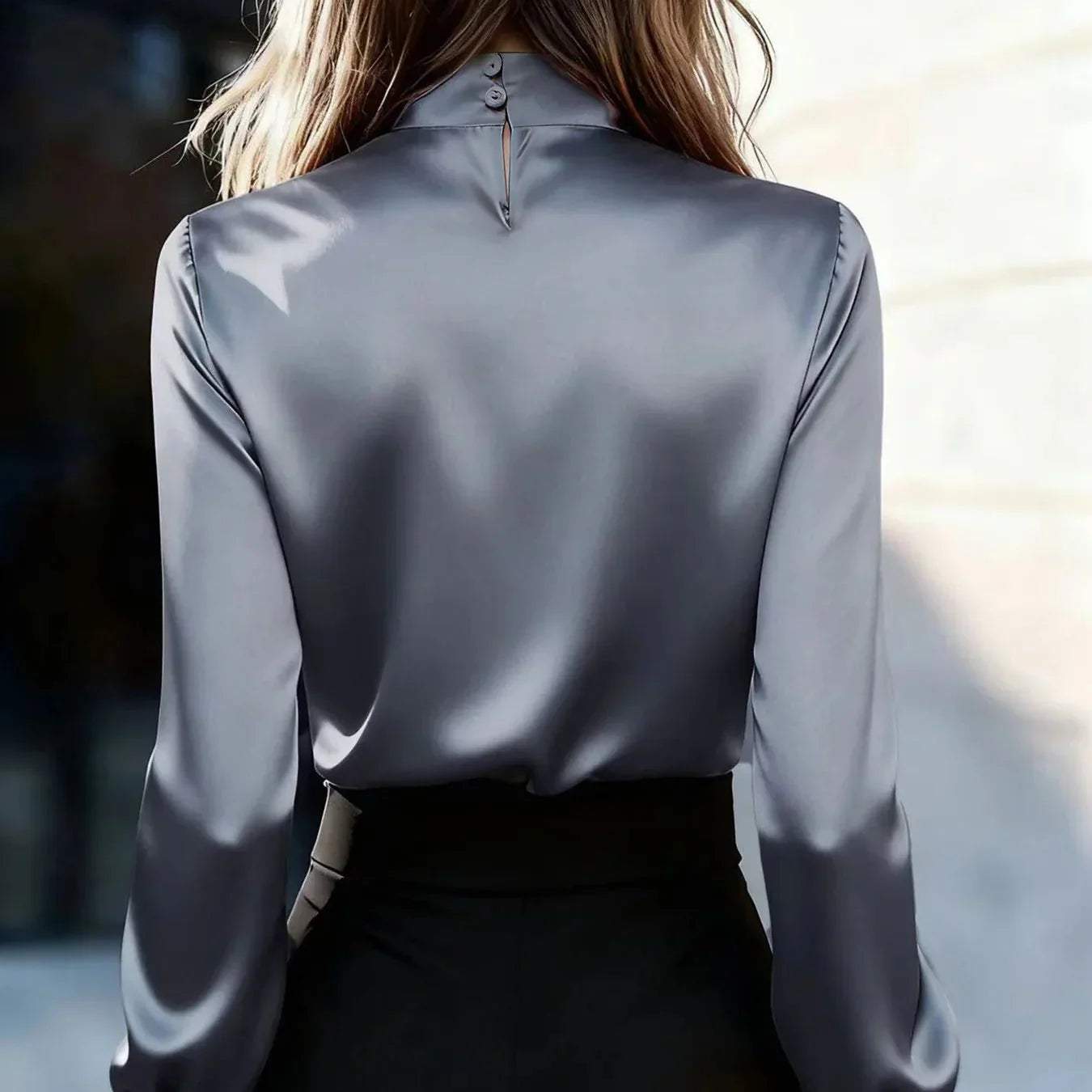 Women's Relaxed Satin Blouse Shirt