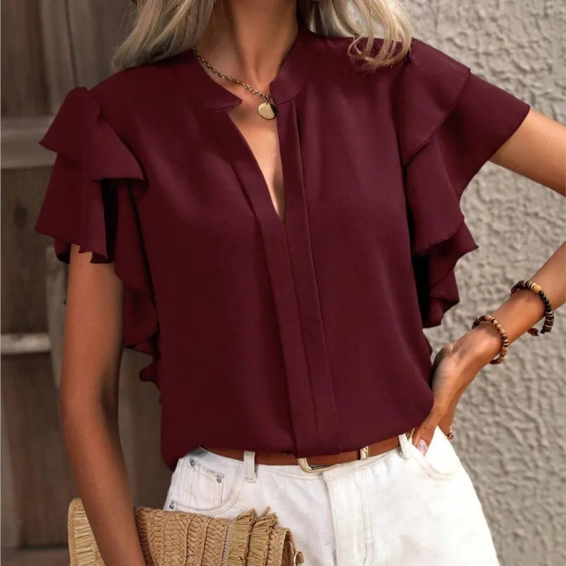 Pretty Blouse with Flirty Ruffle Sleeves