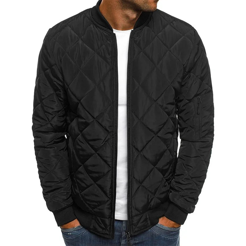Men's Padded Zipper Jacket Casual Bomber Coat