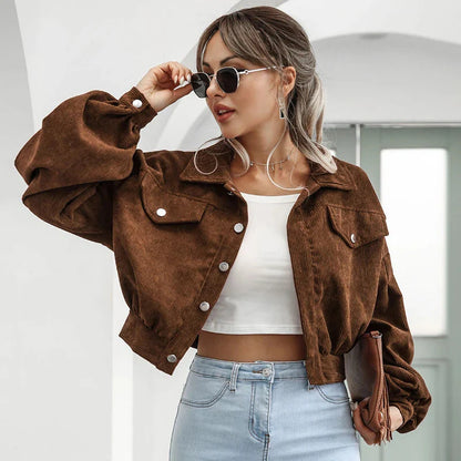 Calvi Women's Corduroy Blend Cropped Jacket