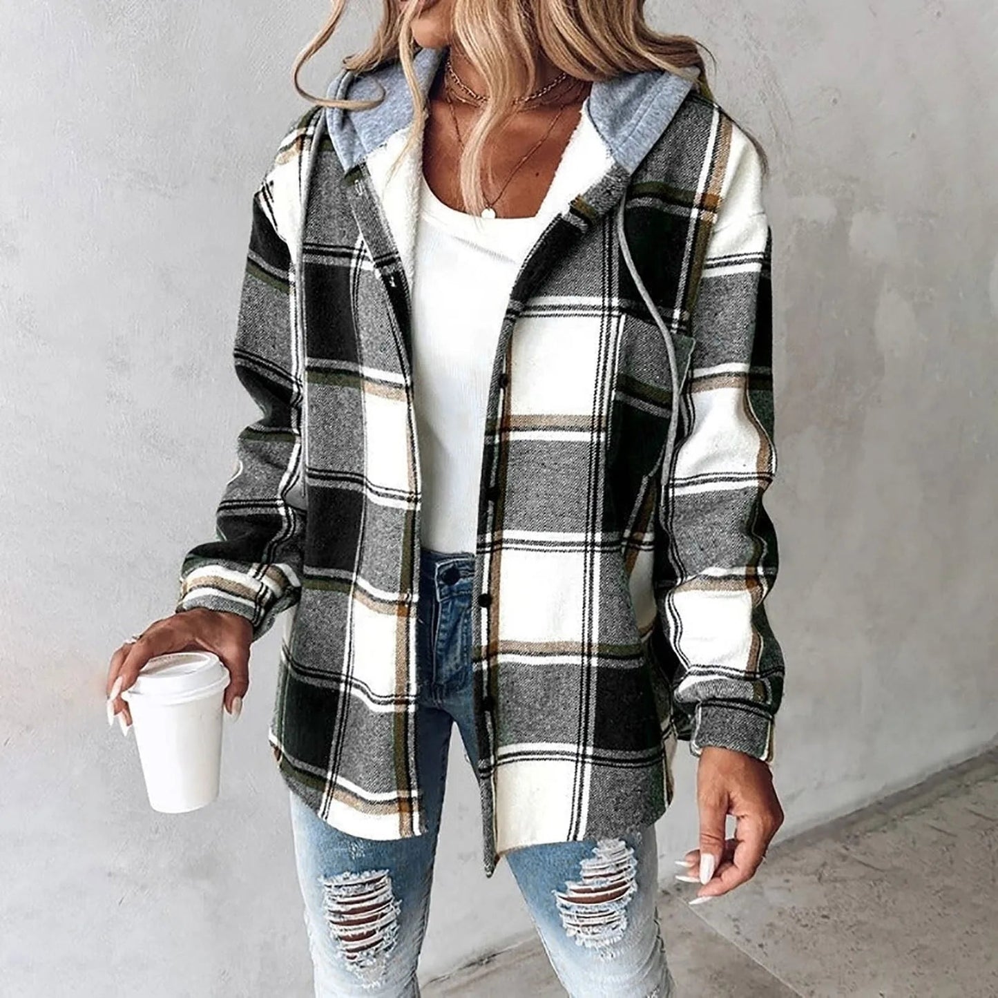 Plaid Lined Cardigan for Women - VibreMode