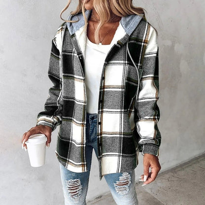 Plaid Lined Cardigan for Women - VibreMode