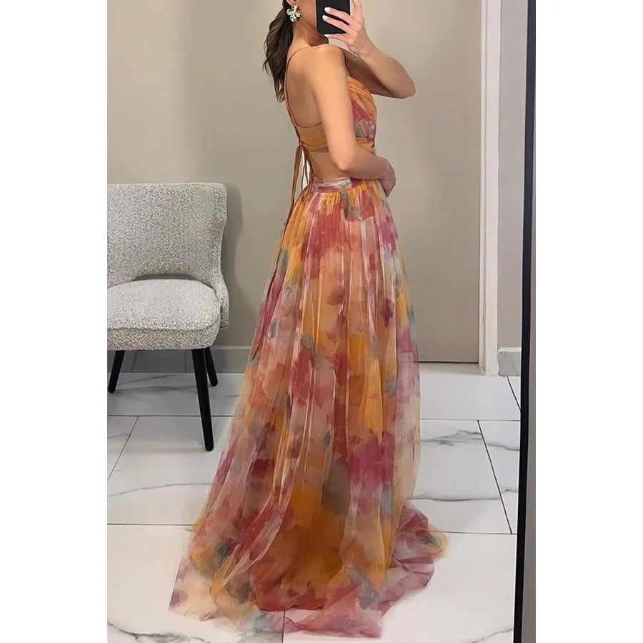 Women's Formal Floral Dress Sleeveless Cutout