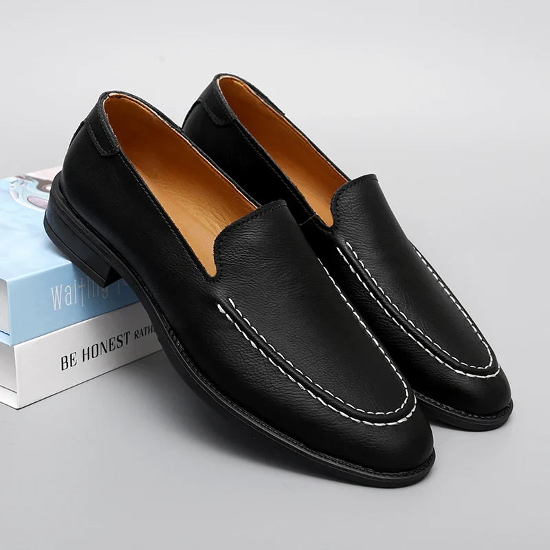 Real Leather Slip On Loafers