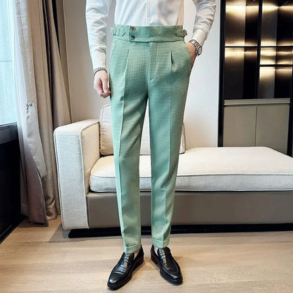 Men's Textured Pleated Front Trousers