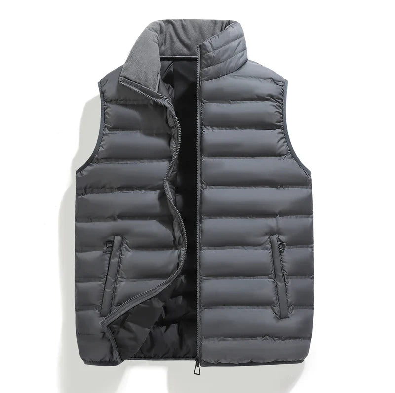 Men's Down Vest Sleeveless Zipper Padded Windproof Black