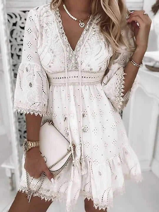 Women's Embroidered Boho Summer Dress - VibreMode