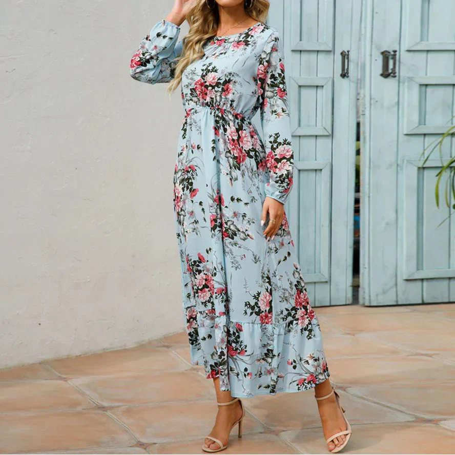 Women's Long Sleeve Maxi Floral Summer Dress