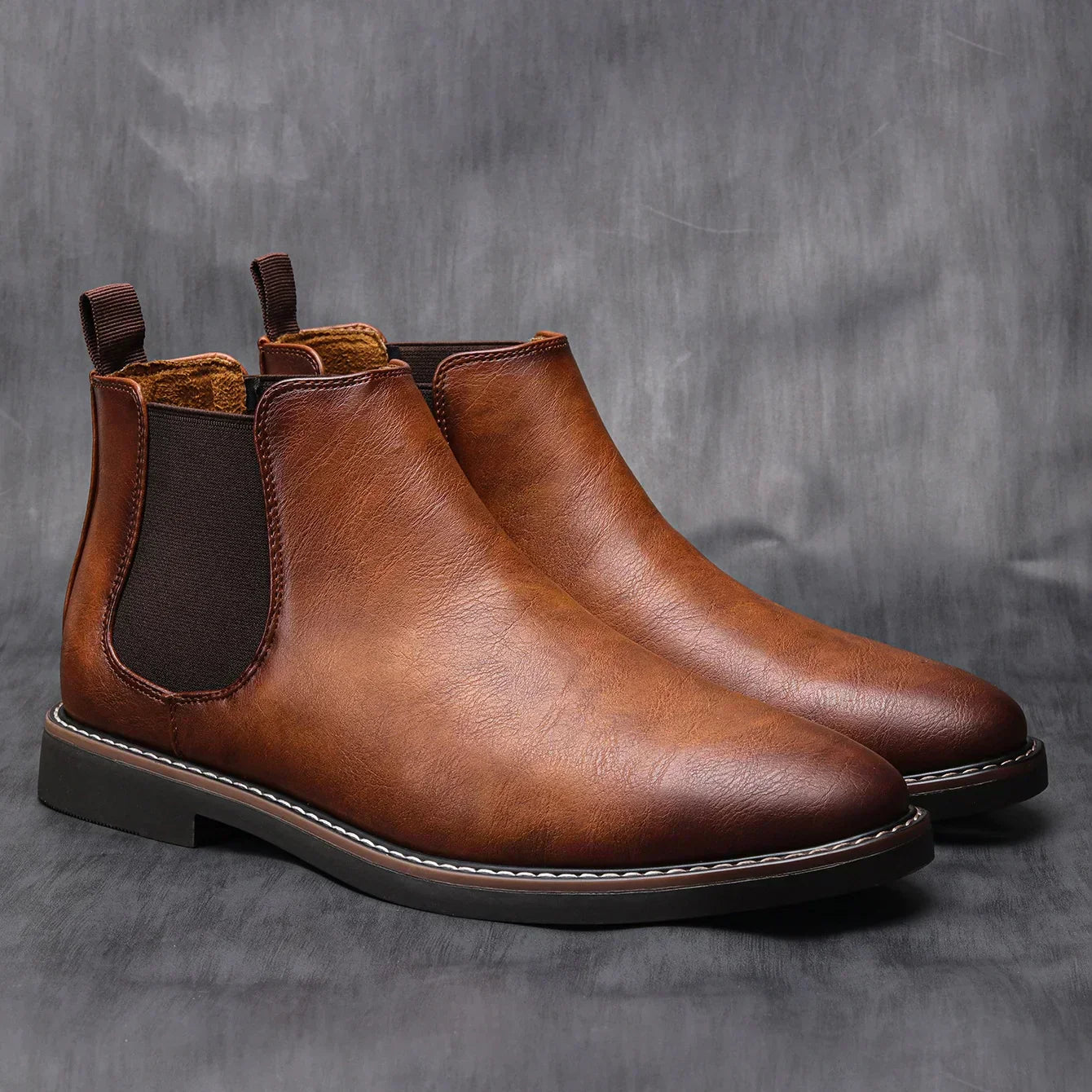 Men's Chelsea Boots Waterproof Elastic Sides Black - VibreMode