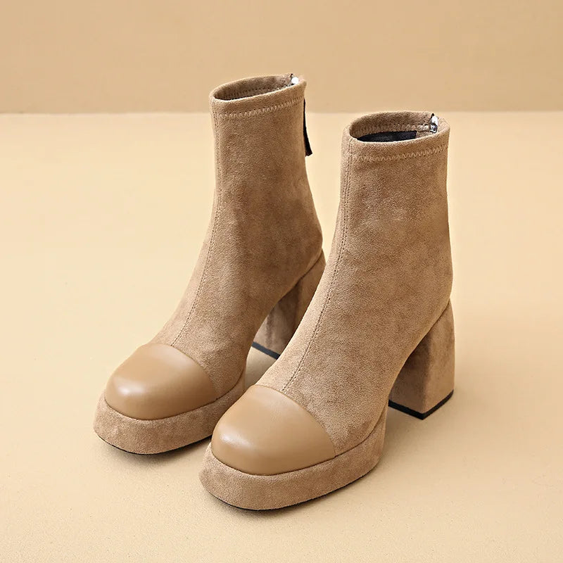 Women's Boots Back Zip Rounded Toe