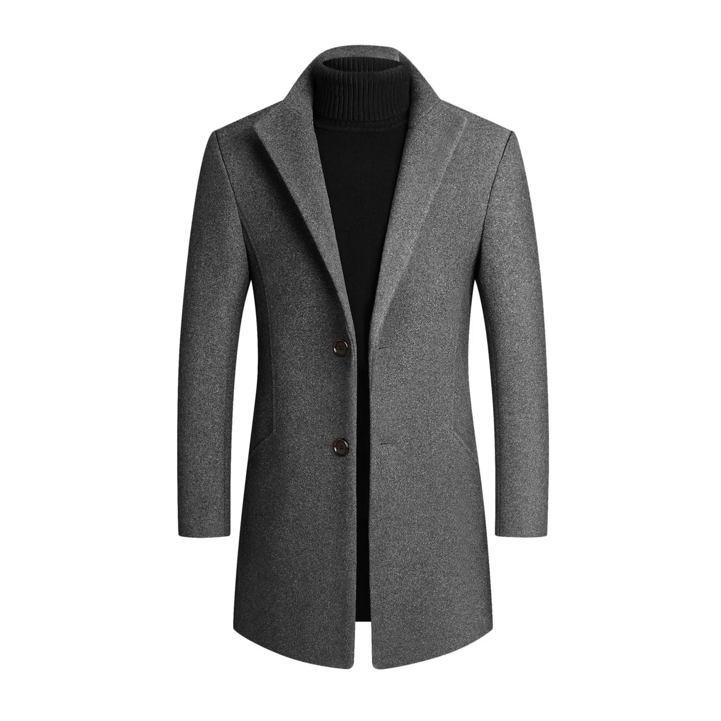 Men's Slim Fit Long Coat Classic Lapel Design