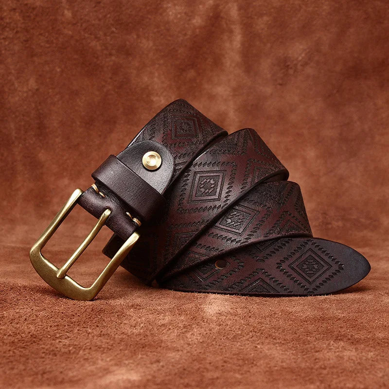 Western Brown Leather Belt - VibreMode