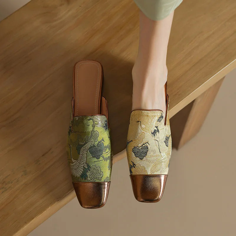Women's Floral Embossed Mules