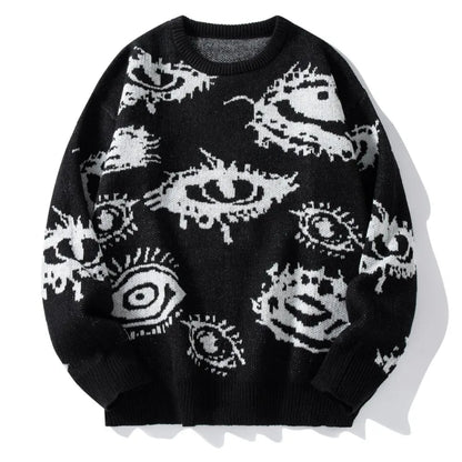 Unique Graphic Print Pullover Sweater - VibreMode