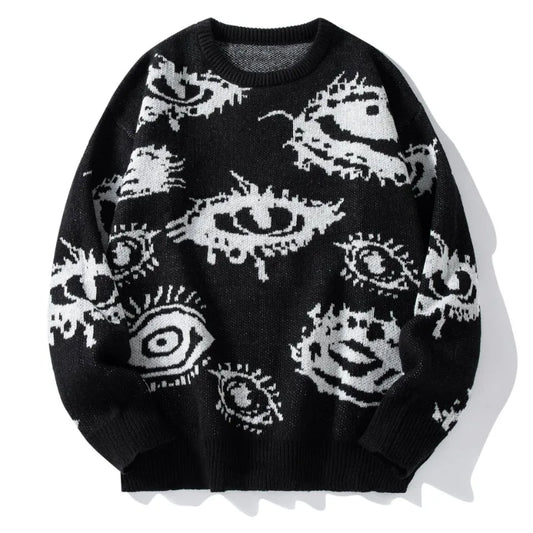 Unique Graphic Print Pullover Sweater - VibreMode