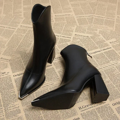 Stylish Women's Ankle Block Heel Boots