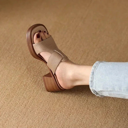 Genuine Brown Leather Flip Flops