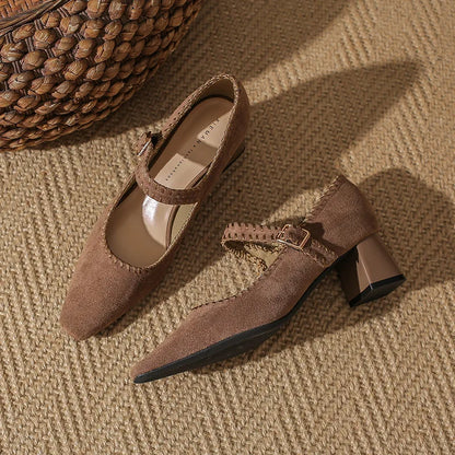 Ankle Suede High Heels